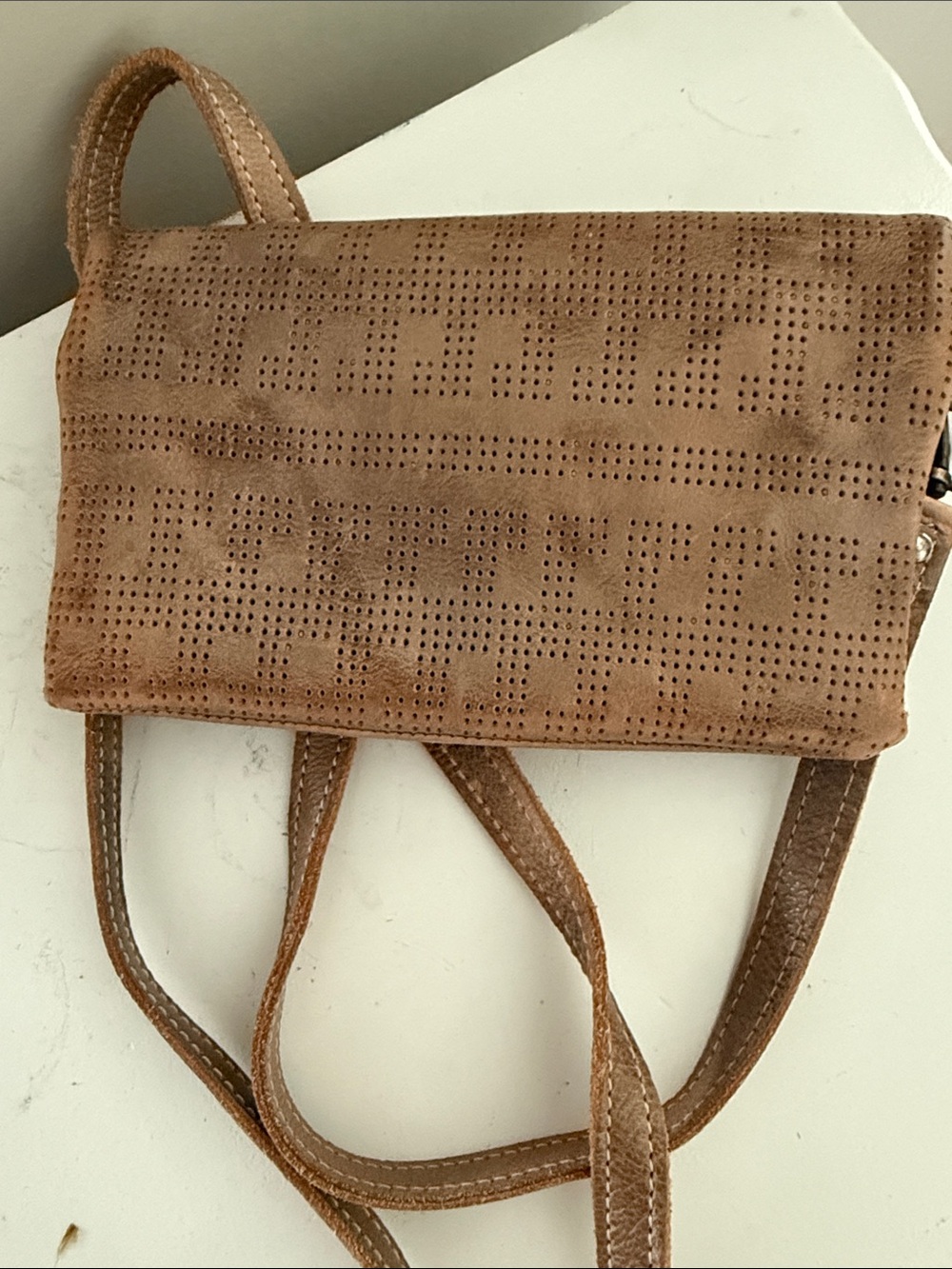 BED|STU Brown Perforated Leather Crossbody with Stud Accents - Picture 4 of 7